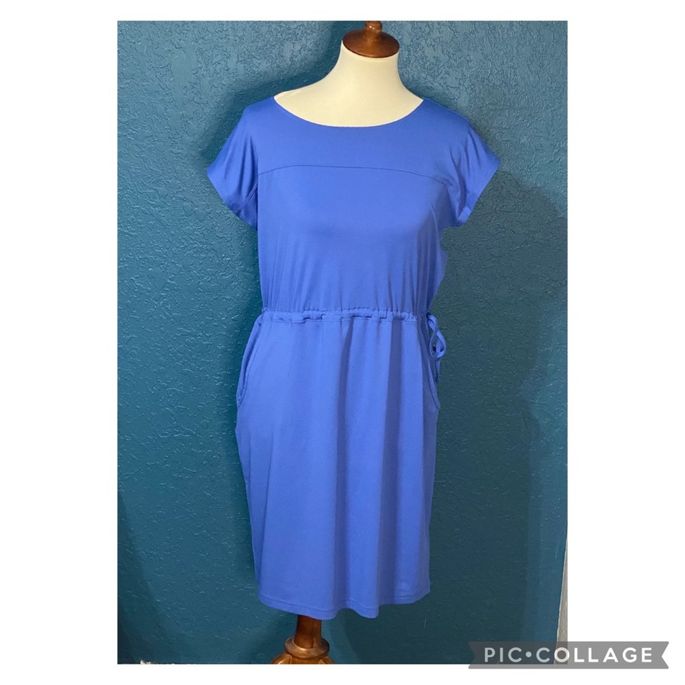 Medium Columbia Cornflower Blue Pullover Dress w/ Side Drawstring Waist …